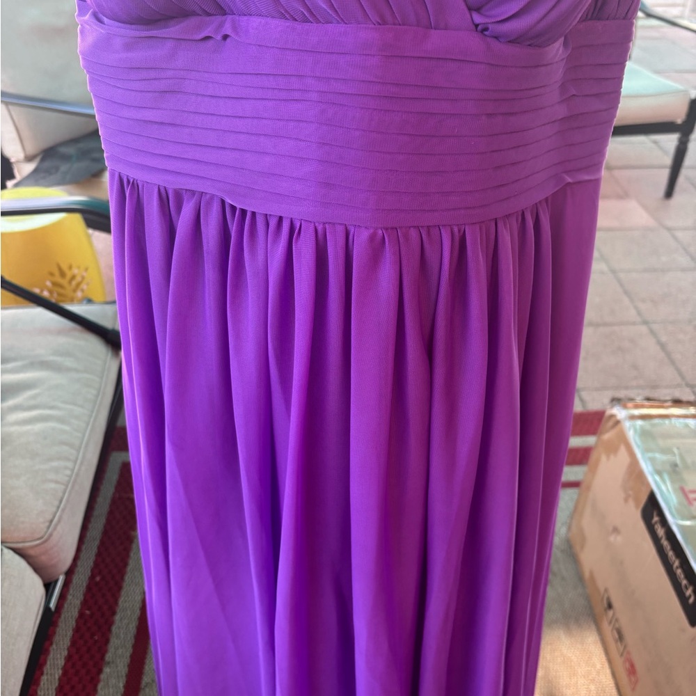 Adam Purple Ruched Sweetheart Prom Dress - Picture 13 of 14